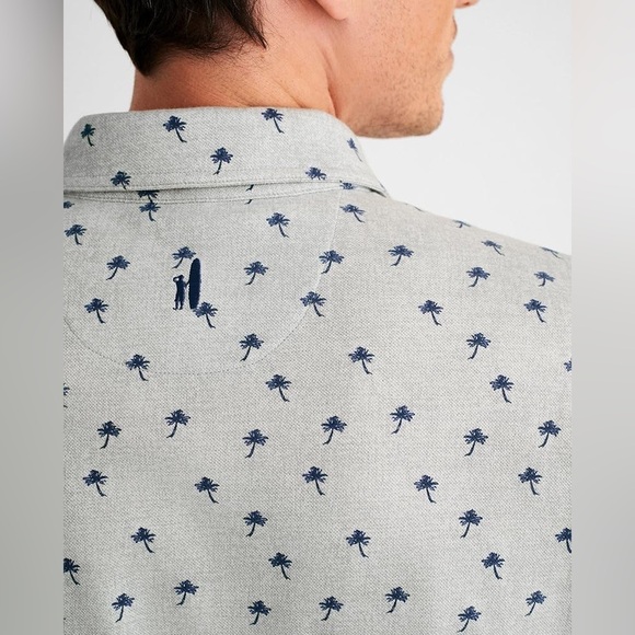 johnnie-O The OG Pique Polo - Currituck Print Shirt Size Large Cotton Grey - Picture 2 of 10